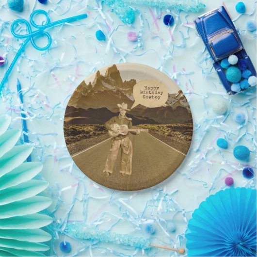 Vintager Cowboy zum Geburtstag Pappteller (Party)