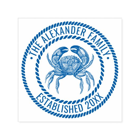 Vintager Crab #1 Familienname Datum der Erstellung Permastempel (Design)