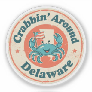 Vintager Crabbin um Delaware-Krebs Aufkleber