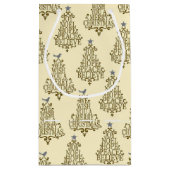 Vintager Cream Script Tree Holiday Kleine Geschenktüte (Rückseite)