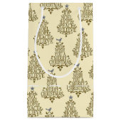 Vintager Cream Script Tree Holiday Kleine Geschenktüte (Vorderseite)