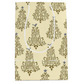 Vintager Cream Script Tree Holiday Mittlere Geschenktüte (Vorderseite)