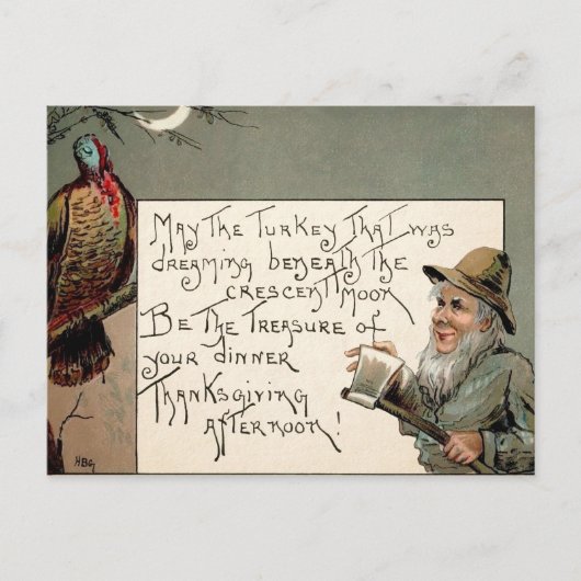 Vintager Creepy Erntedank Postkarte (Vorderseite)