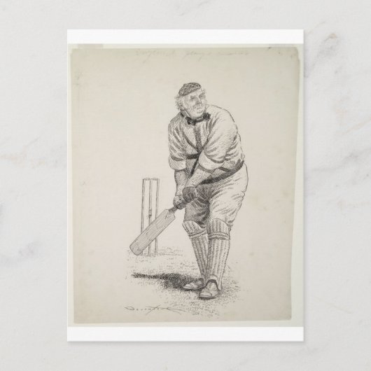 Vintager Cricket-Spieler Postkarte (Vorderseite)