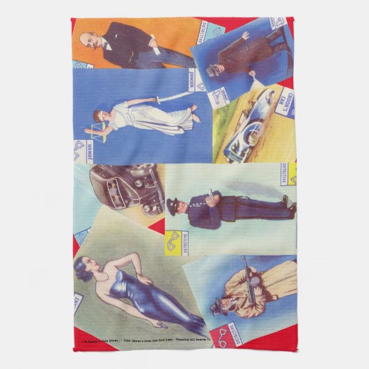 Vintager "Crime Club" Teetuch Geschirrtuch (Vertikal)