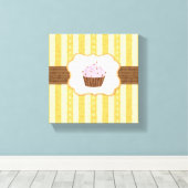Vintager Cupcake-Hintergrund Leinwanddruck (Insitu (Holzboden))
