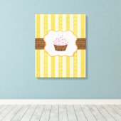 Vintager Cupcake-Hintergrund Leinwanddruck (Insitu (Holzboden))