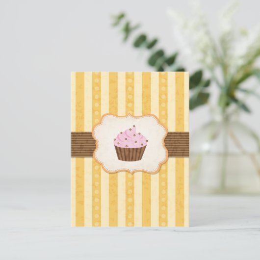 Vintager Cupcake-Hintergrund Postkarte (Stehend Vorderseite)
