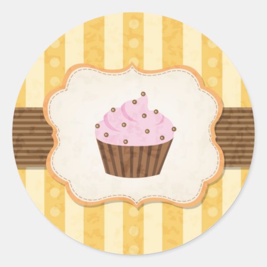 Vintager Cupcake-Hintergrund Runder Aufkleber (Vorderseite)