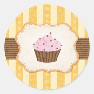 Vintager Cupcake-Hintergrund Runder Aufkleber