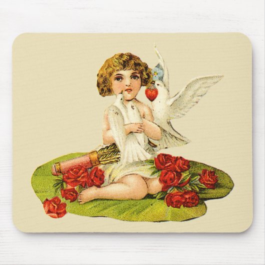 Vintager Cupid auf Lily Pad Mousepad (Vorne)