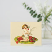 Vintager Cupid auf Lily Pad Postkarte (Stehend Vorderseite)