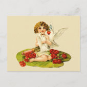 Vintager Cupid auf Lily Pad Postkarte (Vorderseite)