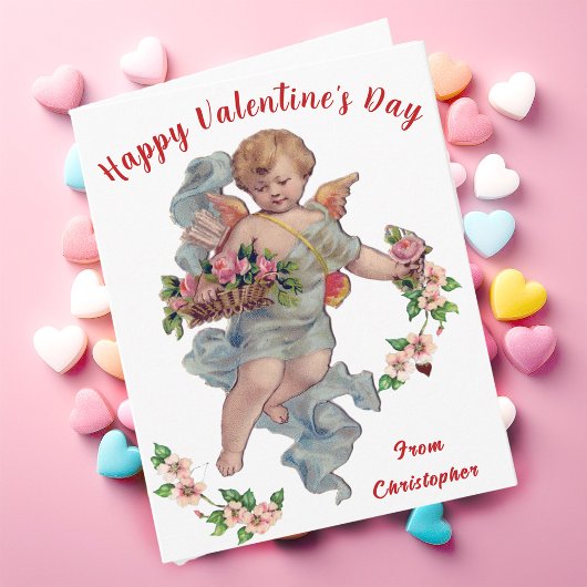 Vintager Cupid Valentine's Day Card Blumenkohl Karte