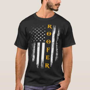 Vintager Dachdecker mit amerikanischer Fahne für T-Shirt