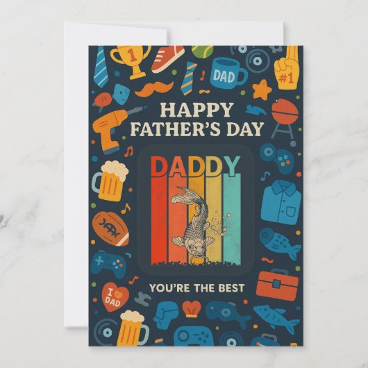 Vintager Daddy Fishing Sie am besten Vatertag Einladung (Vorderseite)
