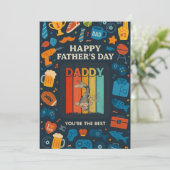 Vintager Daddy Fishing Sie am besten Vatertag Einladung (Stehend Vorderseite)