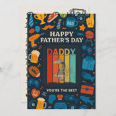 Vintager Daddy Fishing Sie am besten Vatertag Einladung (Vorne/Hinten)