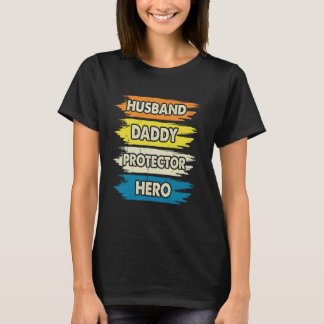 Vintager Daddy Protector Hero Fathers Day T-Shirt