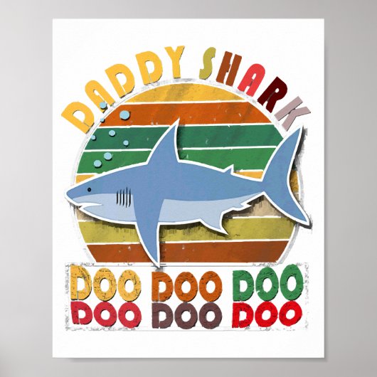 Vintager Daddy Shark Vathers Day Poster (Vorne)