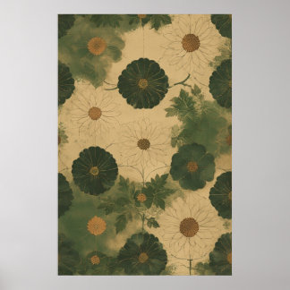 Vintager Daisy Garden: Von Hand Gezeichnet Botanis Poster