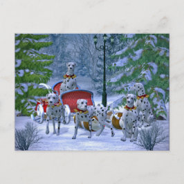 Vintager Dalmatiner Sleigh Snow Weihnachten Postkarte