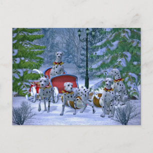 Vintager Dalmatiner Sleigh Snow Weihnachten Postkarte