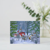 Vintager Dalmatiner Sleigh Snow Weihnachten Postkarte (Stehend Vorderseite)