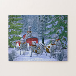 Vintager Dalmatiner Sleigh Snow Weihnachten Puzzle