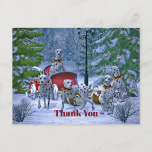 Vintager Dalmatiner Sleigh Snow Weihnachten Vielen Postkarte