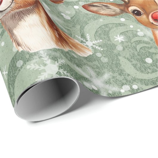 Vintager Damask mit roter Nose Geschenkpapier (Rolleneckpunkt)