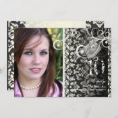 VINTAGER DAMASK/WIRBEL/GRUNGE-ABSCHLUSS EINLADUNG (Vorne/Hinten)