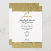 Vintager Damast 50. Hochzeitstag Einladung (Vorne/Hinten)