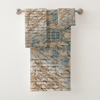 Vintager Damast Badhandtuch Set