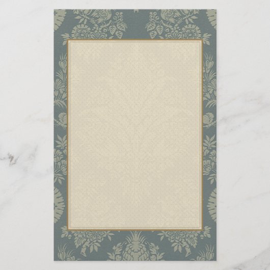 Vintager Damast im antiken Grün Briefpapier (Vorderseite)