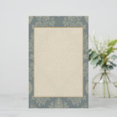 Vintager Damast im antiken Grün Briefpapier (Stehend Vorderseite)