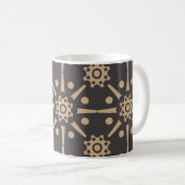 Vintager Damast nahtloser Retromuster-Hintergrund Kaffeetasse (VorderseiteRechts)