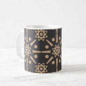 Vintager Damast nahtloser Retromuster-Hintergrund Kaffeetasse (Vorderseite Links)