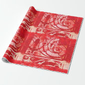 Vintager Damast-ParisValentine rot und rosa Geschenkpapier (Ungerollt)