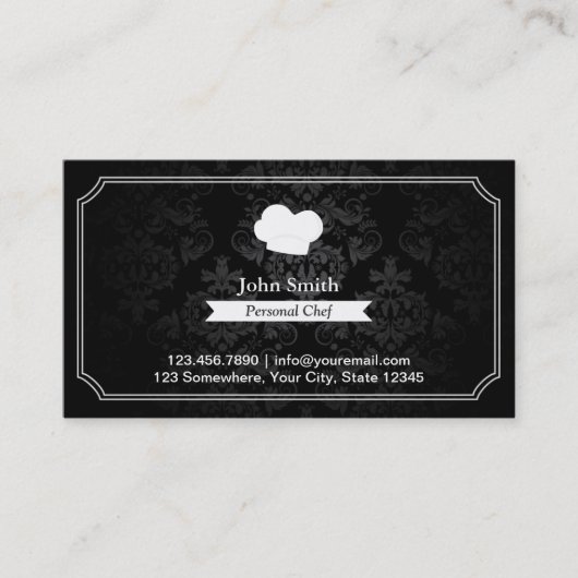 Vintager Damast-persönlicher Koch Visitenkarte (Vorderseite)