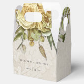 Vintager Damast und Boho Yellow Flowers Hochzeit Geschenkschachtel (Geöffnet)