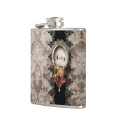 Vintager Damast und Rose Flachmann (Links)