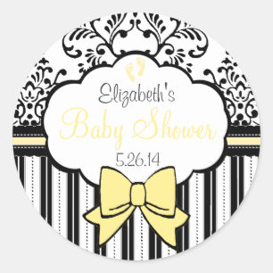 Vintager Damast und Streifen - Babydusche Runder Aufkleber