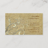 Vintager Damast + Wirbel Kostümbildner Visitenkarte (Rückseite)