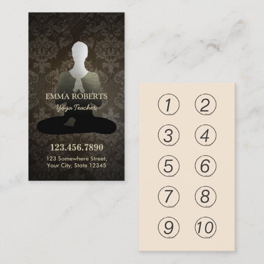 Vintager Damast-Yoga-u. Treuekarte (Vorne/Hinten)