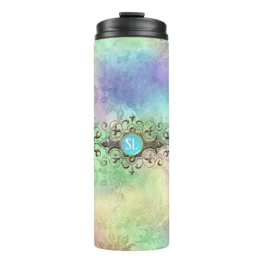 Vintager Damastengraustein Thermosbecher (Vorderseite)