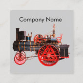 VINTAGER DAMPF LOCOMOTIVE Red Grau Quadratische Visitenkarte (Rückseite)