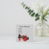 VINTAGER DAMPF LOCOMOTIVE Red Grau Quadratische Visitenkarte (Stehend Vorderseite)