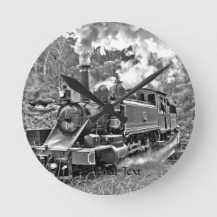 Vintager Dampf-Motor-Zug Runde Wanduhr