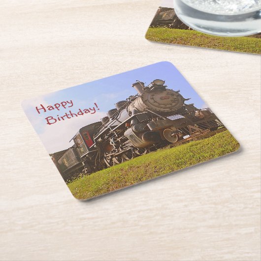 Vintager Dampf-Zug-Geburtstag Rechteckiger Pappuntersetzer (angewinkelt)
